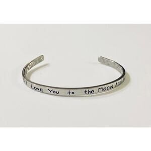 I Love You to the moon and back silver Cuff Bracelet